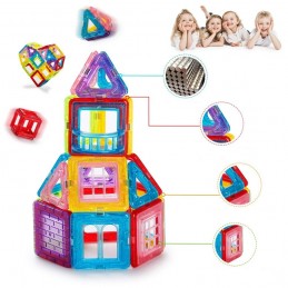 Set de constructie Malplay Magnetic Tiles 45 piese 3D multicolor