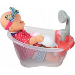 Papusa bebelus MalPlay cu cadita si accesorii pentru baie