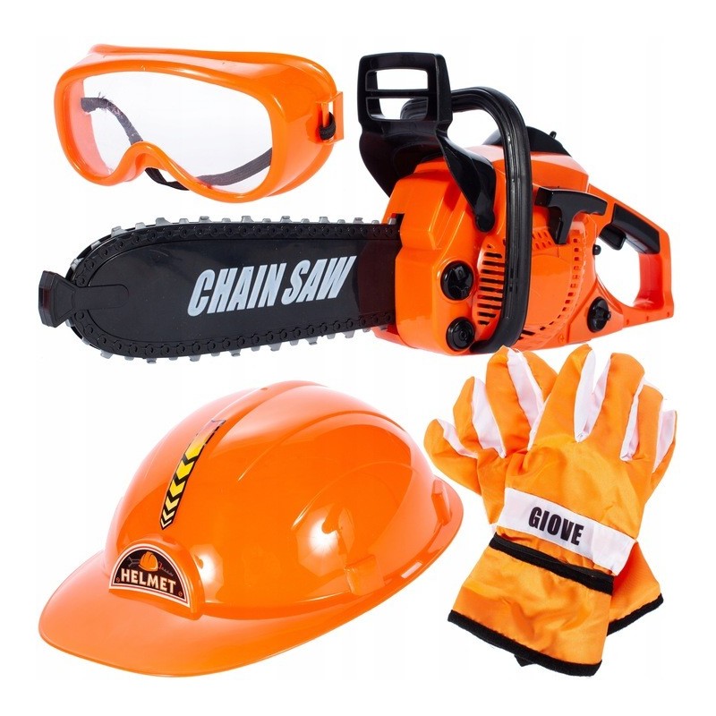 Set de joaca MalPlay drujba cu baterii pentru copii cu manusi,ochelari si casca de protectie