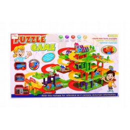 Set de construit tip puzzle MalPlay Pista cu locomotiva, accesorii, 40 piese, Multicolor