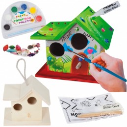 Set pictura MalPlay Casuta din lemn pentru pasari de pictat si decorat